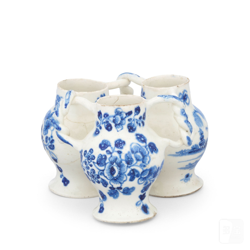 A highly significant Bovey Tracey porcelain fuddling cup, circa 1767 - 图5